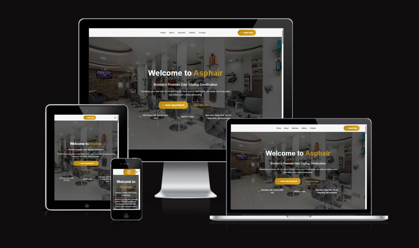 ASP Hair Salon Brixton website designed by WebVision London