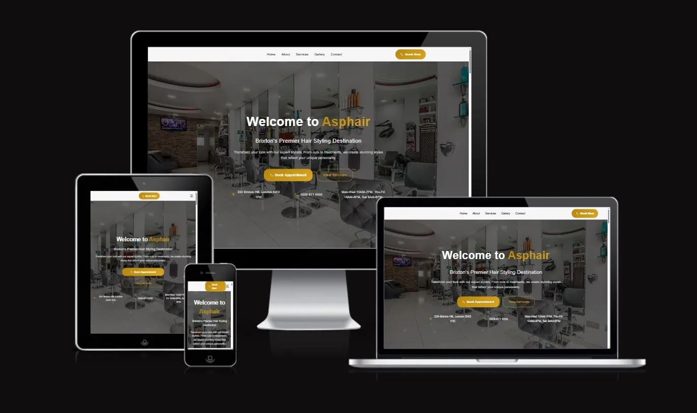 ASP Hair Salon Brixton website