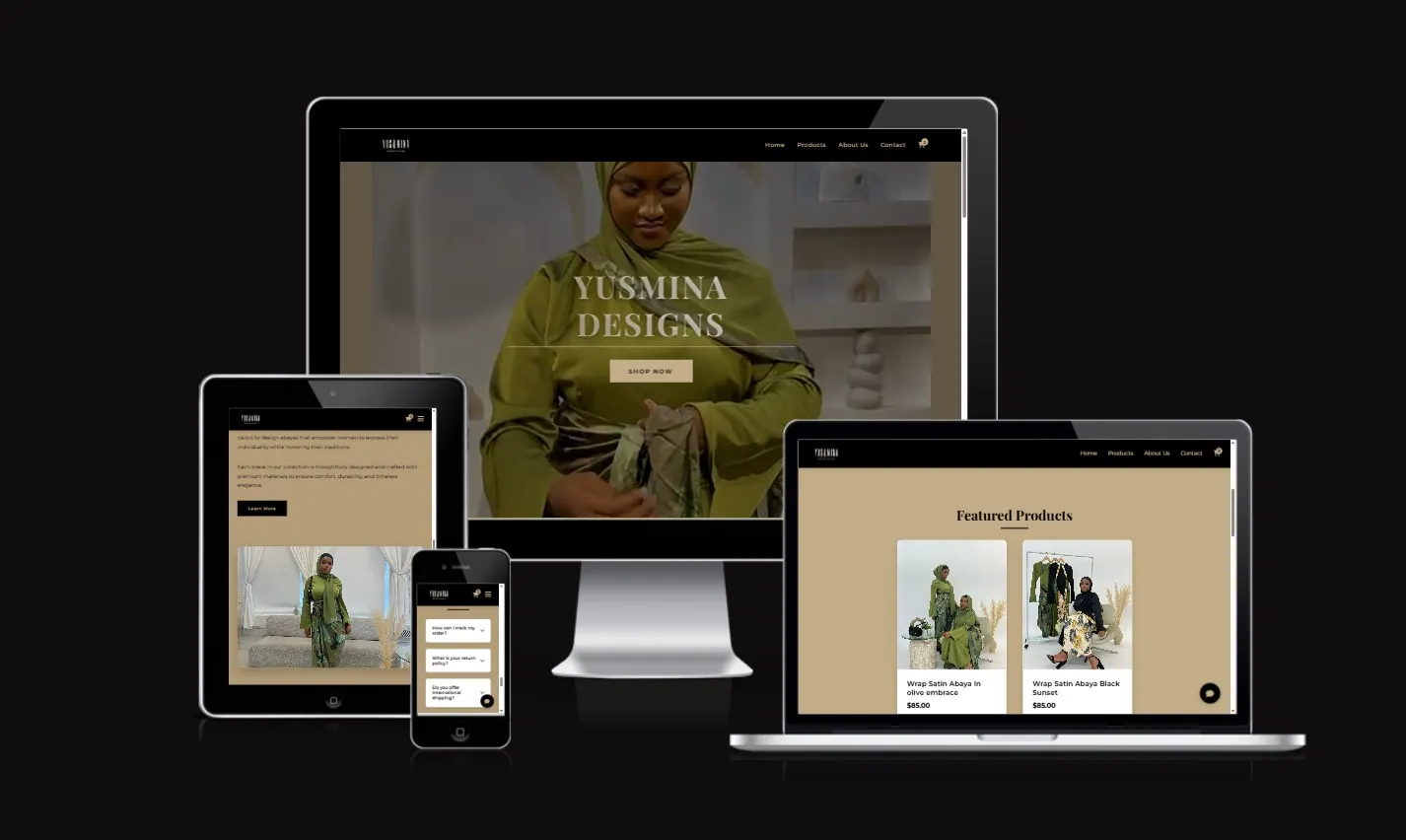 Yusmina designs E-commerce Website